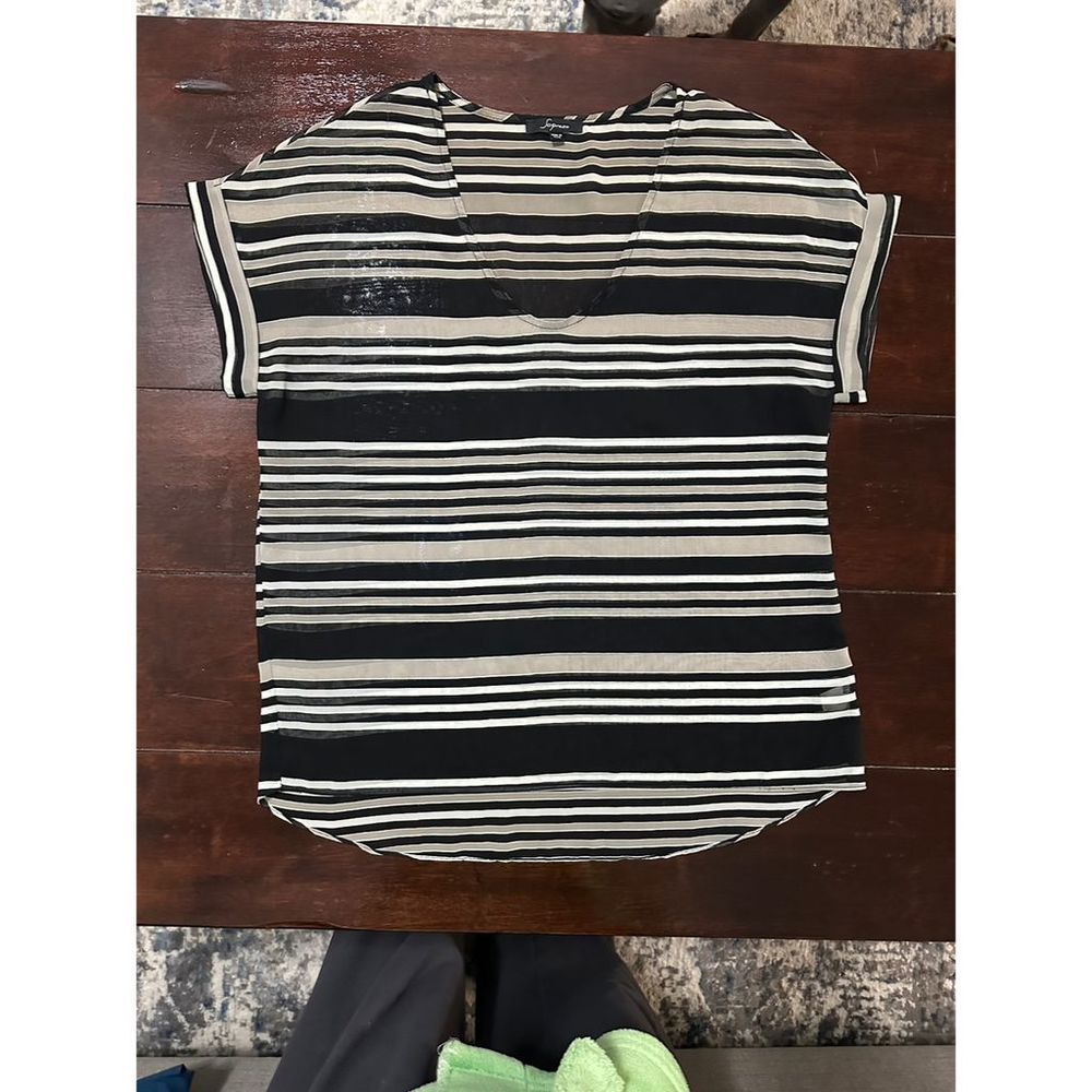 Soprano Women's sheer Striped Black Blouse Size Small